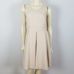 Carmen Marc Valvo sleeveless pleated beige dress 4